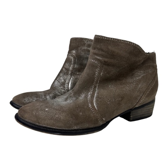 Seychelles Rockabilly Brown Metallic Suede Distressed Ankle Bootie 6.5 - Picture 1 of 12